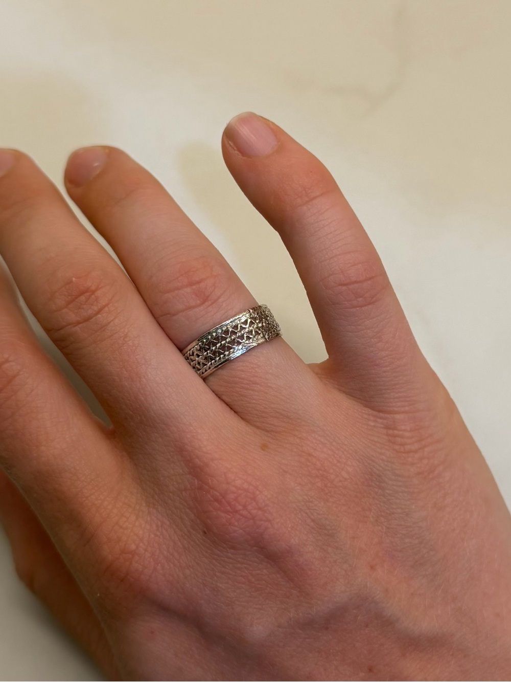 Textured Silver Band Ring - Classic Women's Jewelry